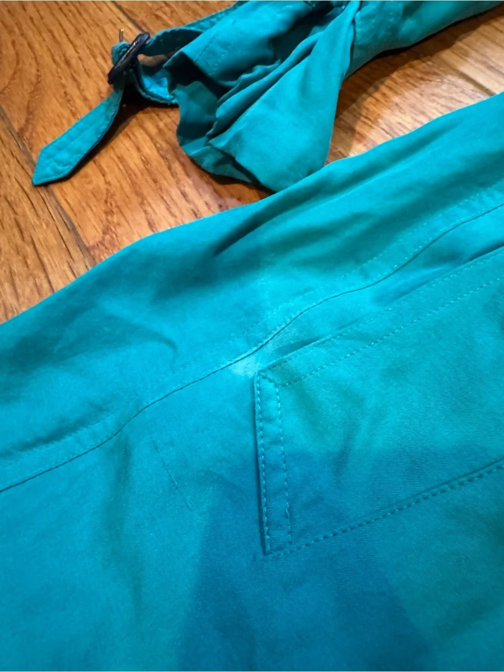 Burberry Prorsum Teal Silk Blend Trench Coat Womens Medium ITA 44 - Picture 4 of 7